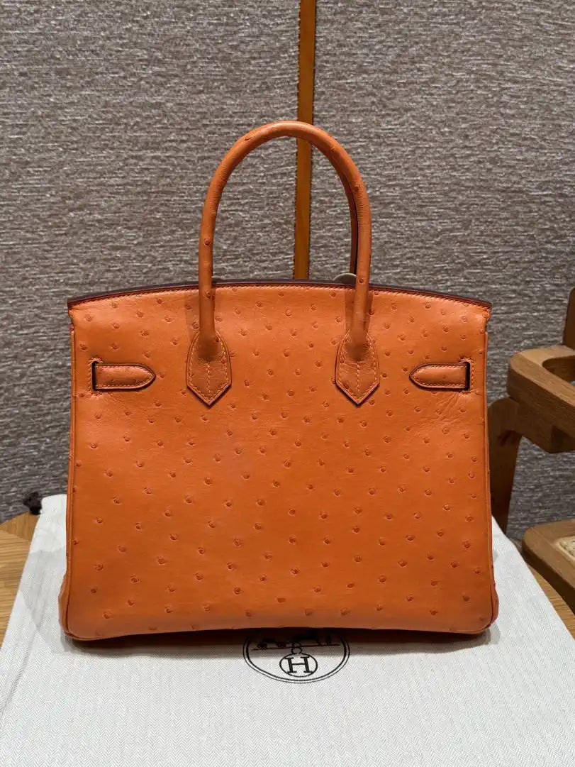 Hermes Birkin Bag Ostrich Leather 30 Fully Handmade H92094