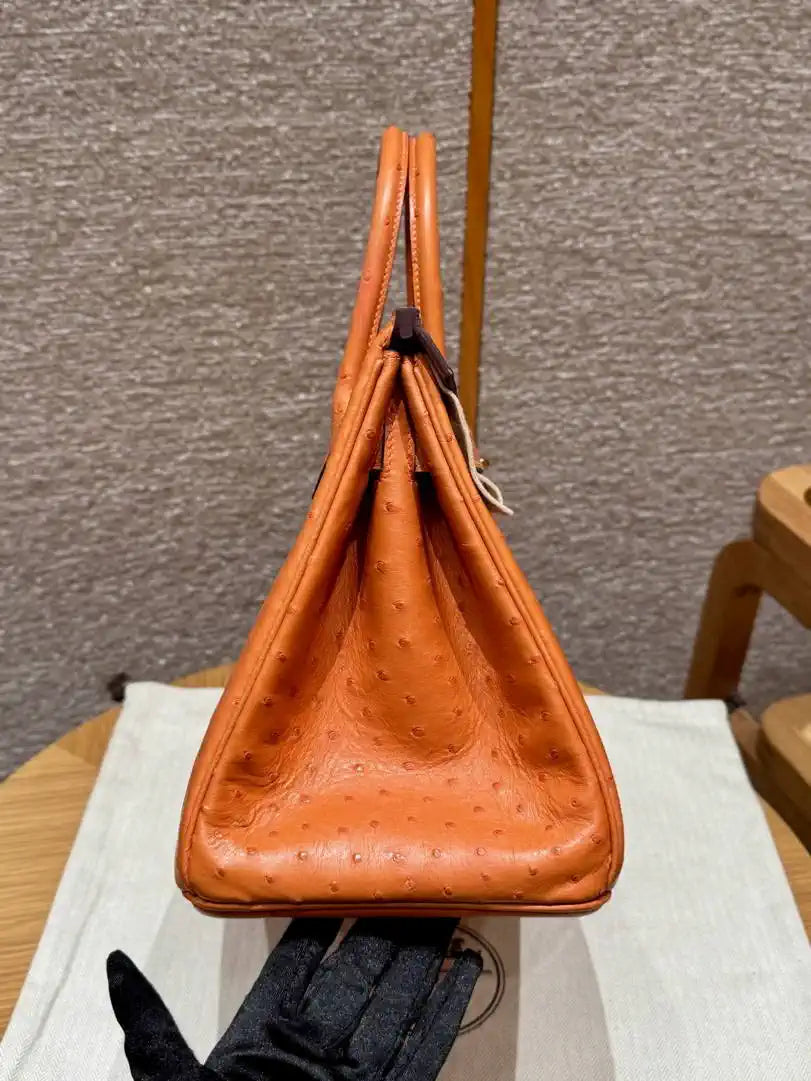 Hermes Birkin Bag Ostrich Leather 30 Fully Handmade H92094