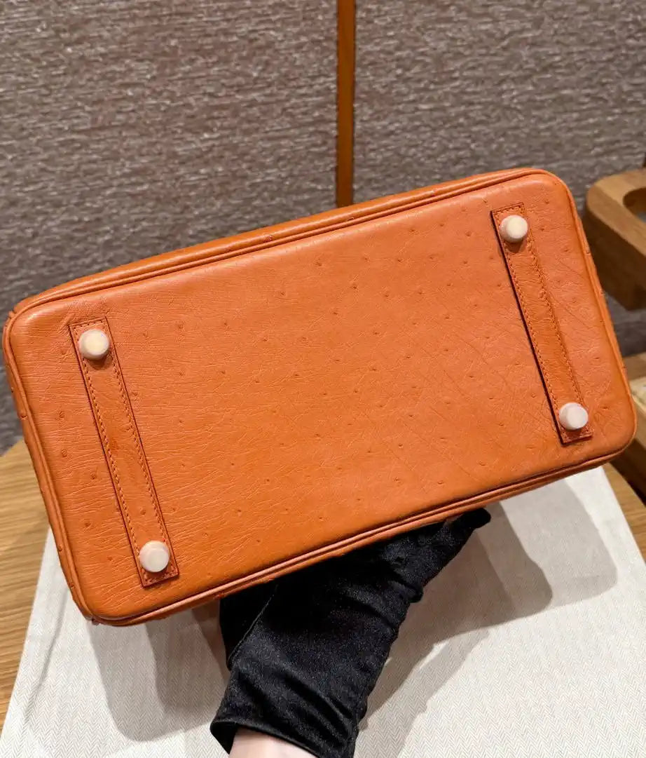 Hermes Birkin Bag Ostrich Leather 30 Fully Handmade H92094