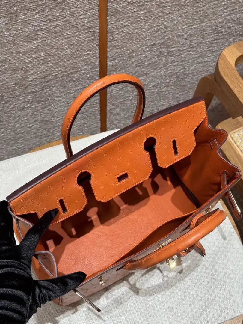 Hermes Birkin Bag Ostrich Leather 30 Fully Handmade H92094