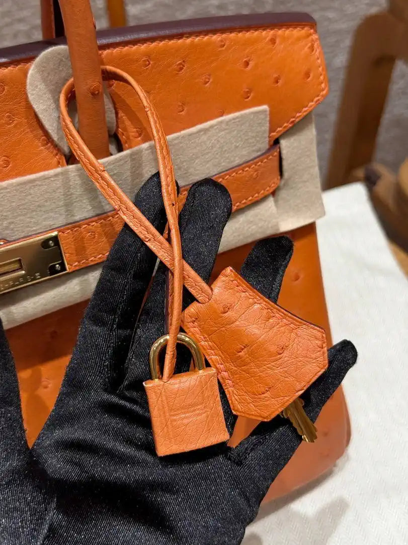 Hermes Birkin Bag Ostrich Leather 30 Fully Handmade H92094