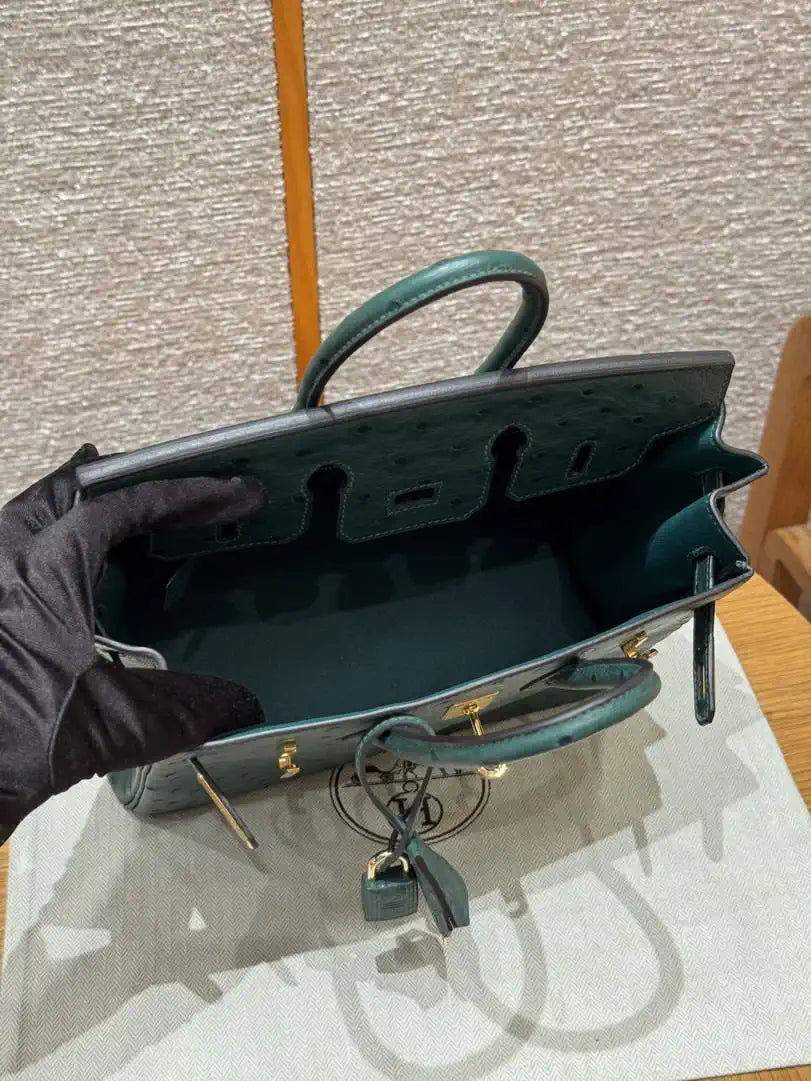 Hermes Birkin Bag Ostrich Leather Fully Handmade H92095