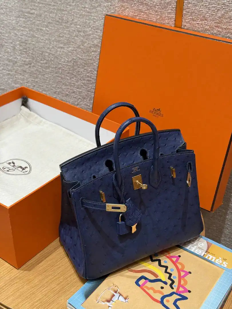 Hermes Birkin Bag Ostrich Leather Fully Handmade H92098