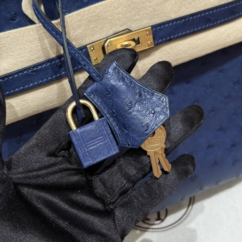 Hermes Birkin Bag Ostrich Leather Fully Handmade H92098