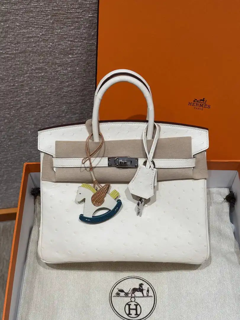 Hermes Birkin Bag Ostrich Leather Fully Handmade H92099