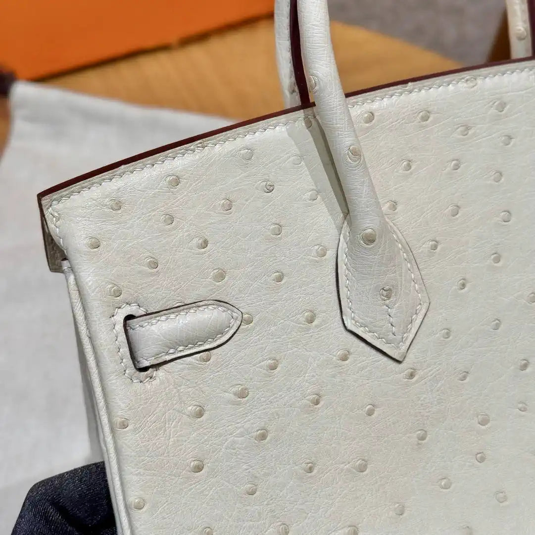 Hermes Birkin Bag Ostrich Leather Fully Handmade H92100
