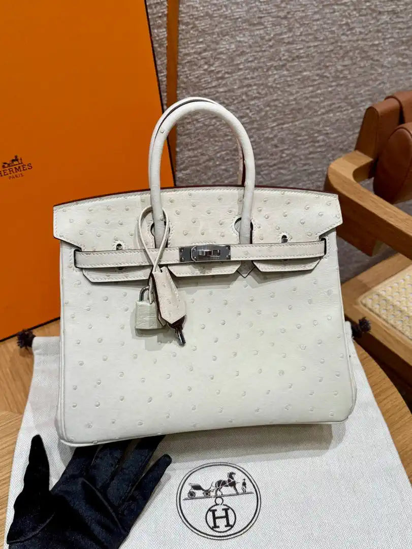 Hermes Birkin Bag Ostrich Leather Fully Handmade H92100