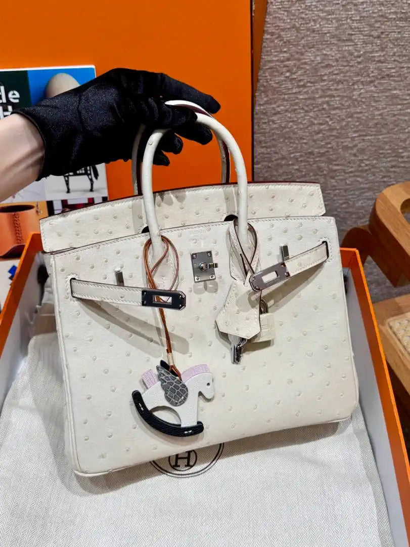 Hermes Birkin Bag Ostrich Leather Fully Handmade H92100