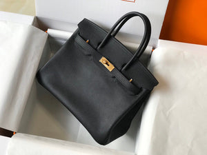 Hermes Birkin Designer Tote Bag Epsom Leather 28353 Black - Gold / 25cm - View 2