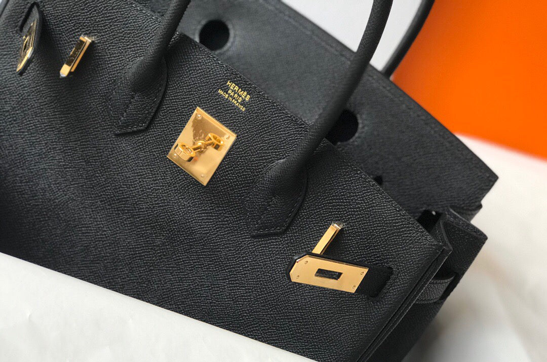 Hermes Birkin Designer Tote Bag Epsom Leather 28353 Black - Gold / 25cm - View 6