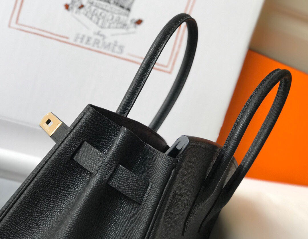 Hermes Birkin Designer Tote Bag Epsom Leather 28353 Black - Gold / 25cm - View 8