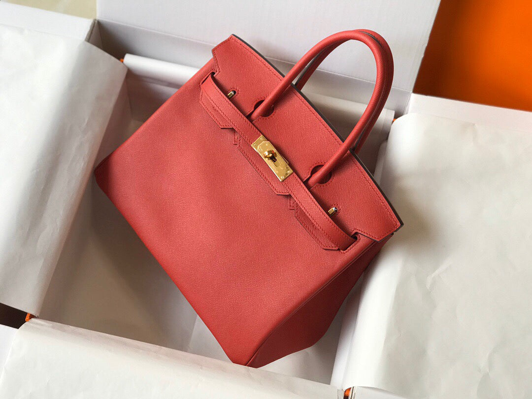 Hermes Birkin Designer Tote Bag Epsom Leather 28354 Red - Gold / 25cm - View 2