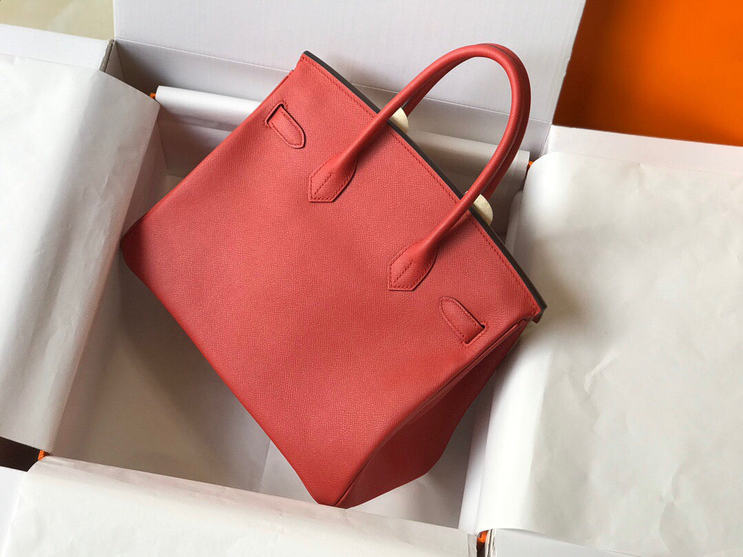 Hermes Birkin Designer Tote Bag Epsom Leather 28354 Red - Gold / 25cm - View 3