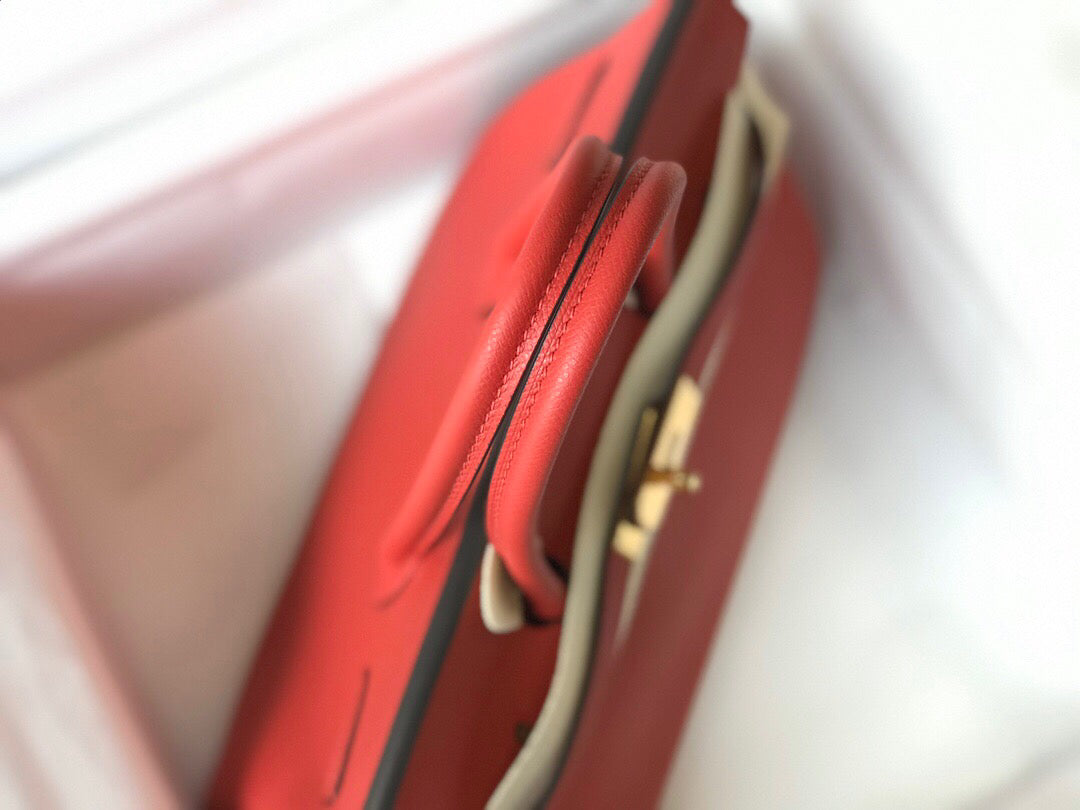 Hermes Birkin Designer Tote Bag Epsom Leather 28354 Red - Gold / 25cm - View 4