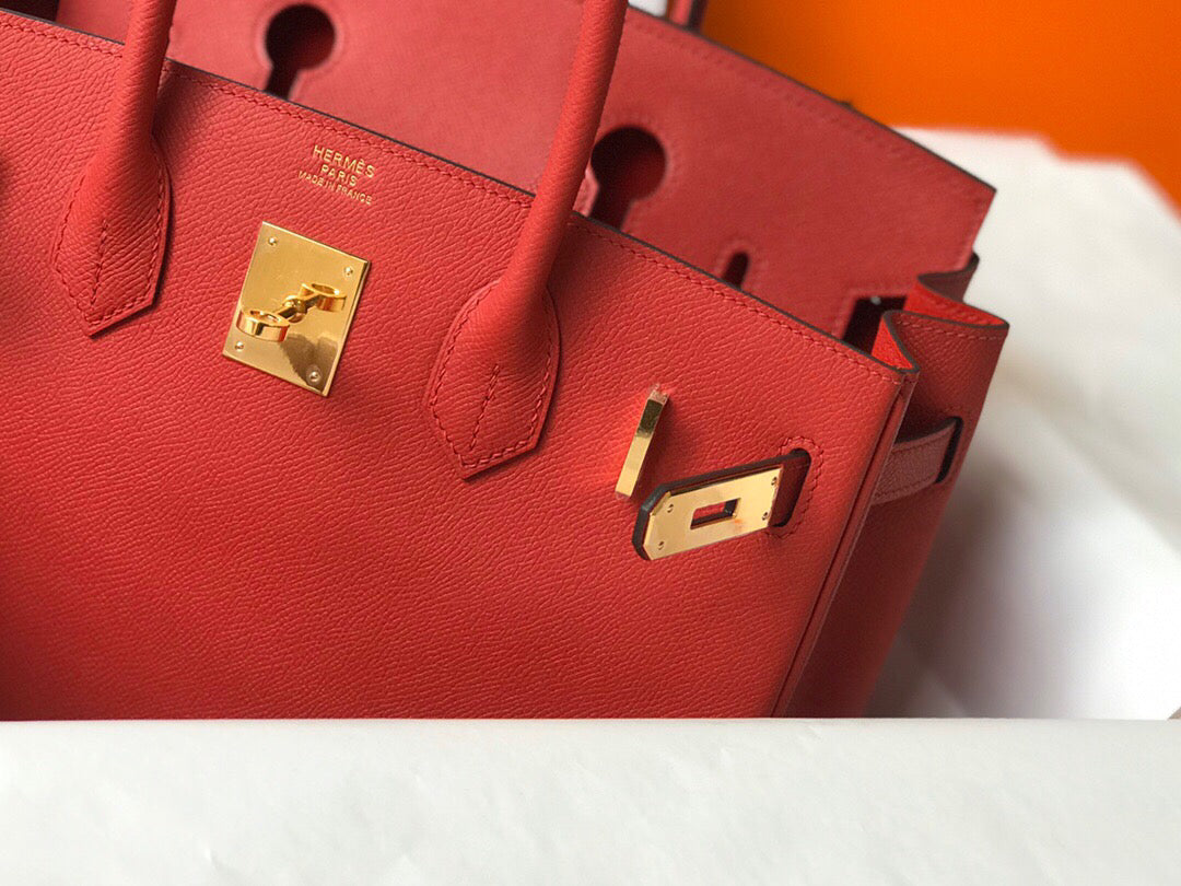 Hermes Birkin Designer Tote Bag Epsom Leather 28354 Red - Gold / 25cm - View 5