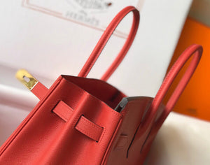Hermes Birkin Designer Tote Bag Epsom Leather 28354 Red - Gold / 25cm - View 6