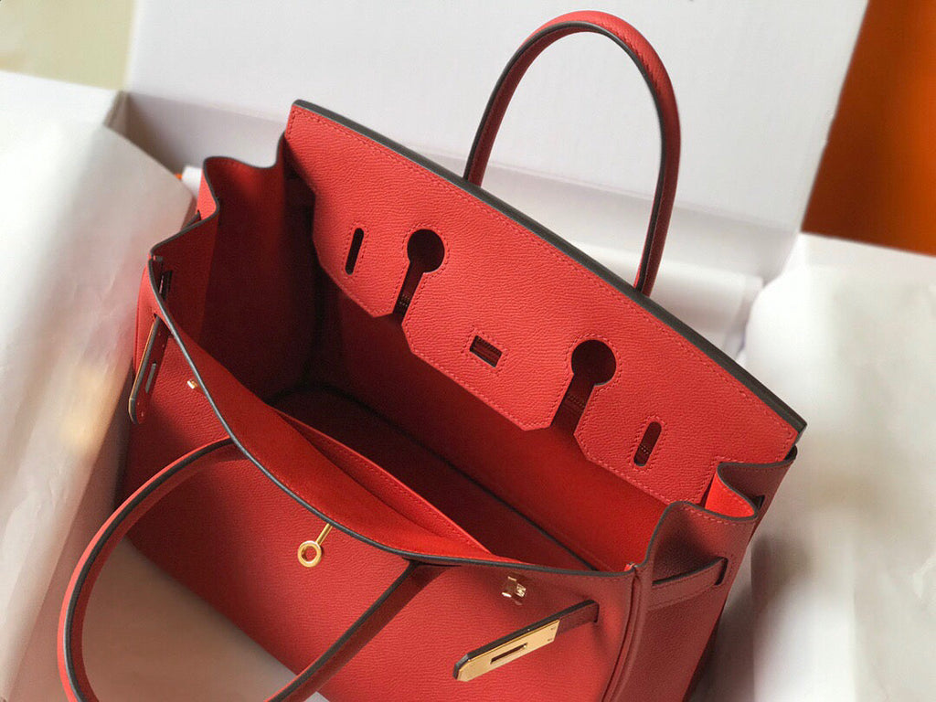 Hermes Birkin Designer Tote Bag Epsom Leather 28354 Red