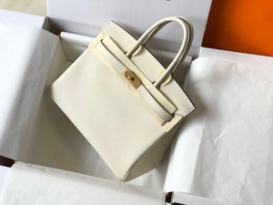 Hermes Birkin Designer Tote Bag Epsom Leather 28355 White - Gold / 25cm - View 1