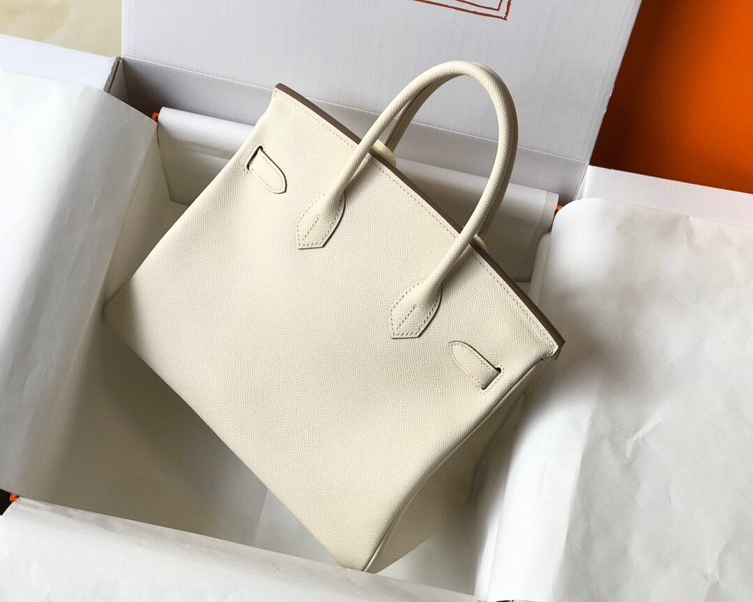 Hermes Birkin Designer Tote Bag Epsom Leather 28355 White - Gold / 25cm - View 3