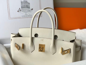 Hermes Birkin Designer Tote Bag Epsom Leather 28355 White - Gold / 25cm - View 4