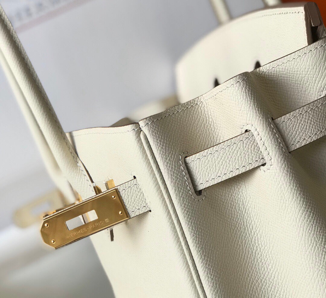 Hermes Birkin Designer Tote Bag Epsom Leather 28355 White - Gold / 25cm - View 6