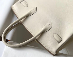 Hermes Birkin Designer Tote Bag Epsom Leather 28355 White - Gold / 25cm - View 7