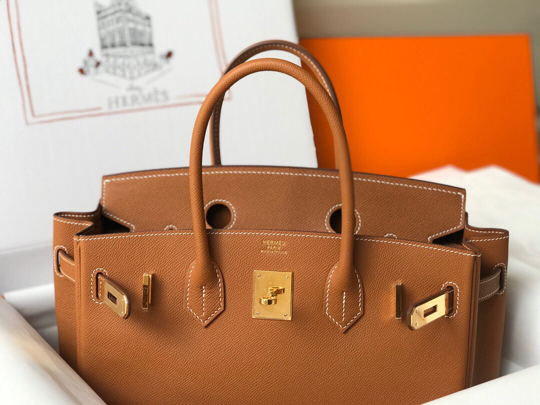 Hermes Birkin Designer Tote Bag Epsom Leather 28356 Brown