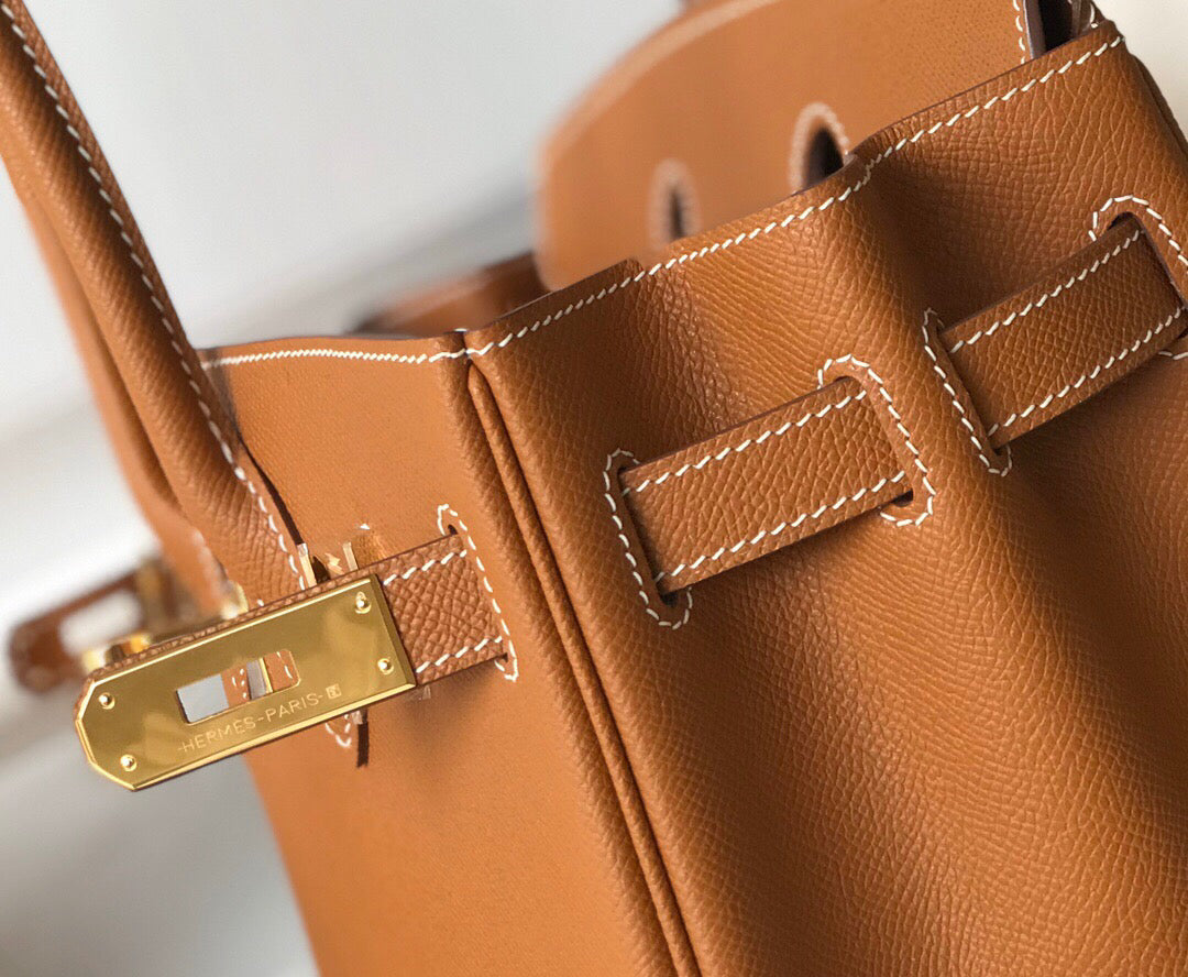 Hermes Birkin Designer Tote Bag Epsom Leather 28356 Brown