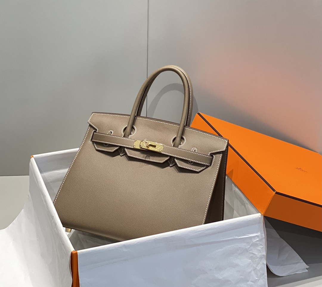 Hermes Birkin Designer Tote Bag Epsom Leather 28369 elephant Gray - Gold / 25cm - View 1