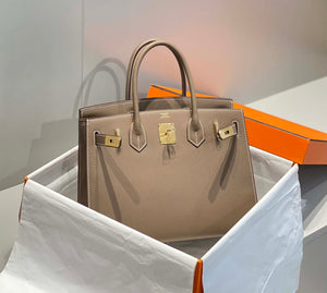 Hermes Birkin Designer Tote Bag Epsom Leather 28369 elephant Gray - Gold / 25cm - View 3