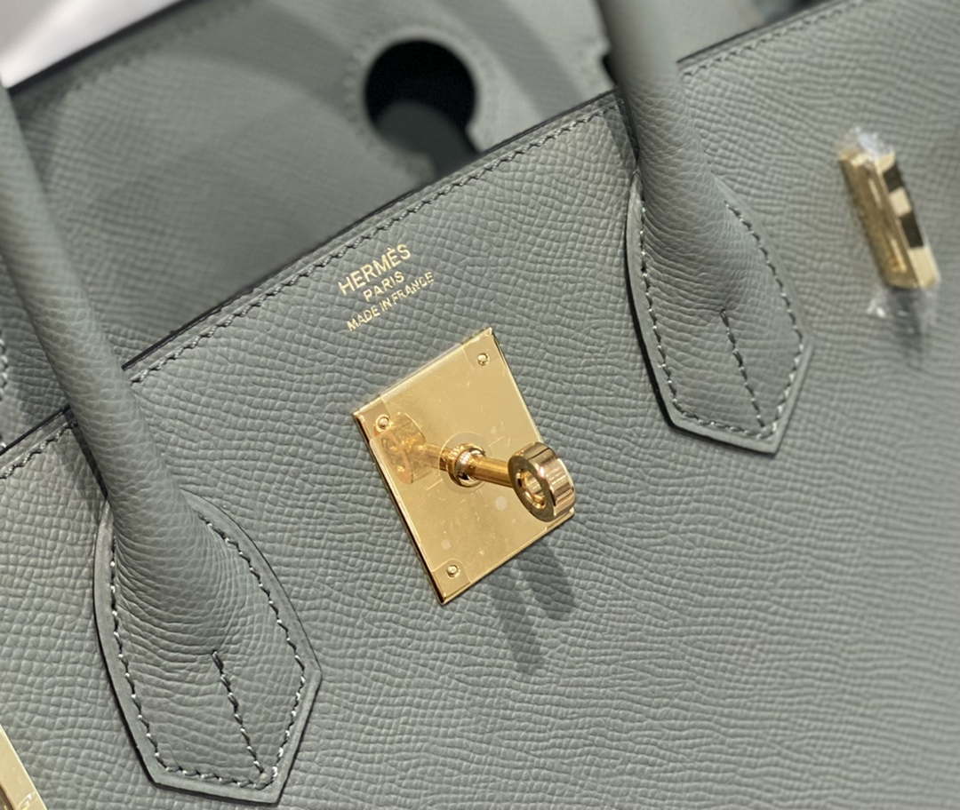 Hermes Birkin Designer Tote Bag Epsom Leather 28370 Almond Green - Gold / 25cm - View 7