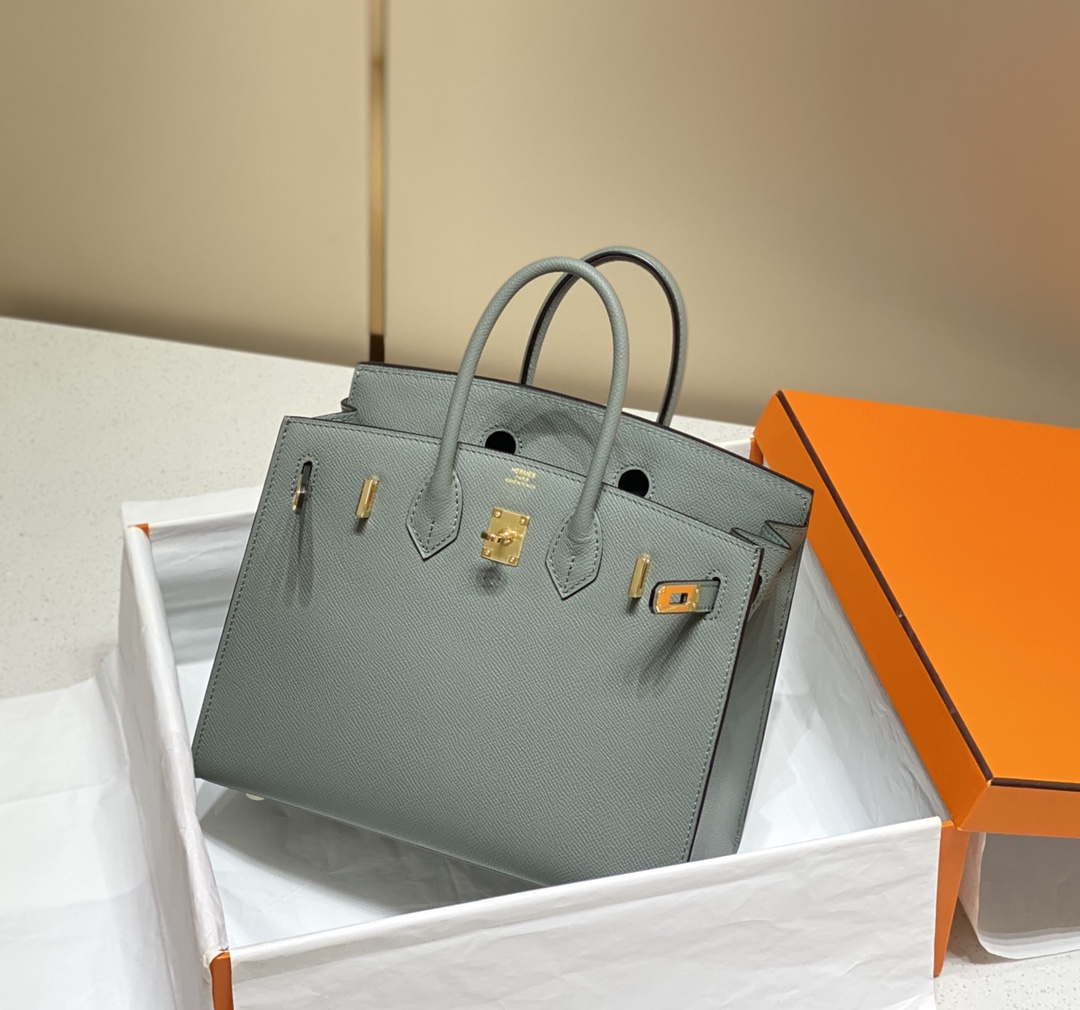 Hermes Birkin Designer Tote Bag Epsom Leather 28370 Almond Green - Gold / 25cm - View 13