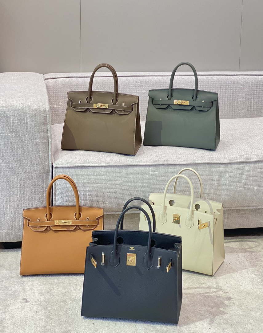 Hermes Birkin Designer Tote Bag Epsom Leather 28370 Almond Green - Gold / 25cm - View 3