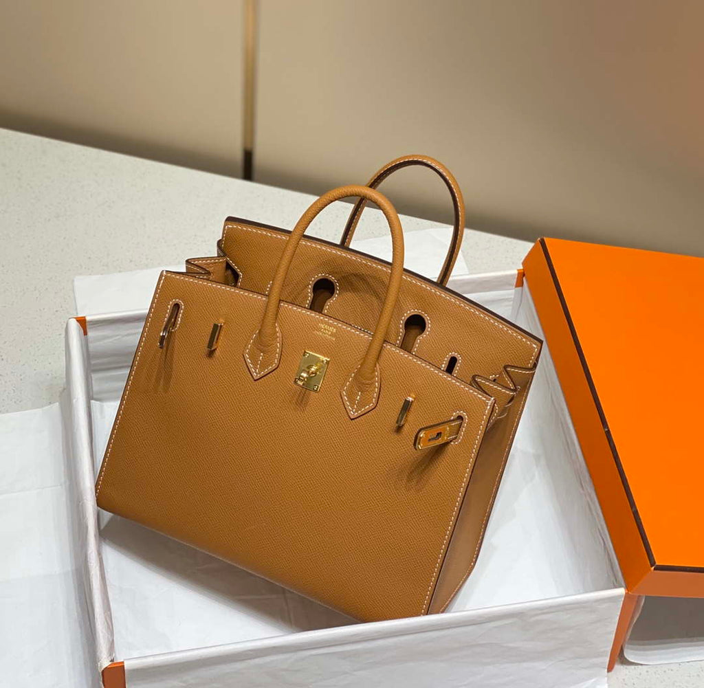 Hermes Birkin Designer Tote Bag Epsom Leather 28371 Golden brown