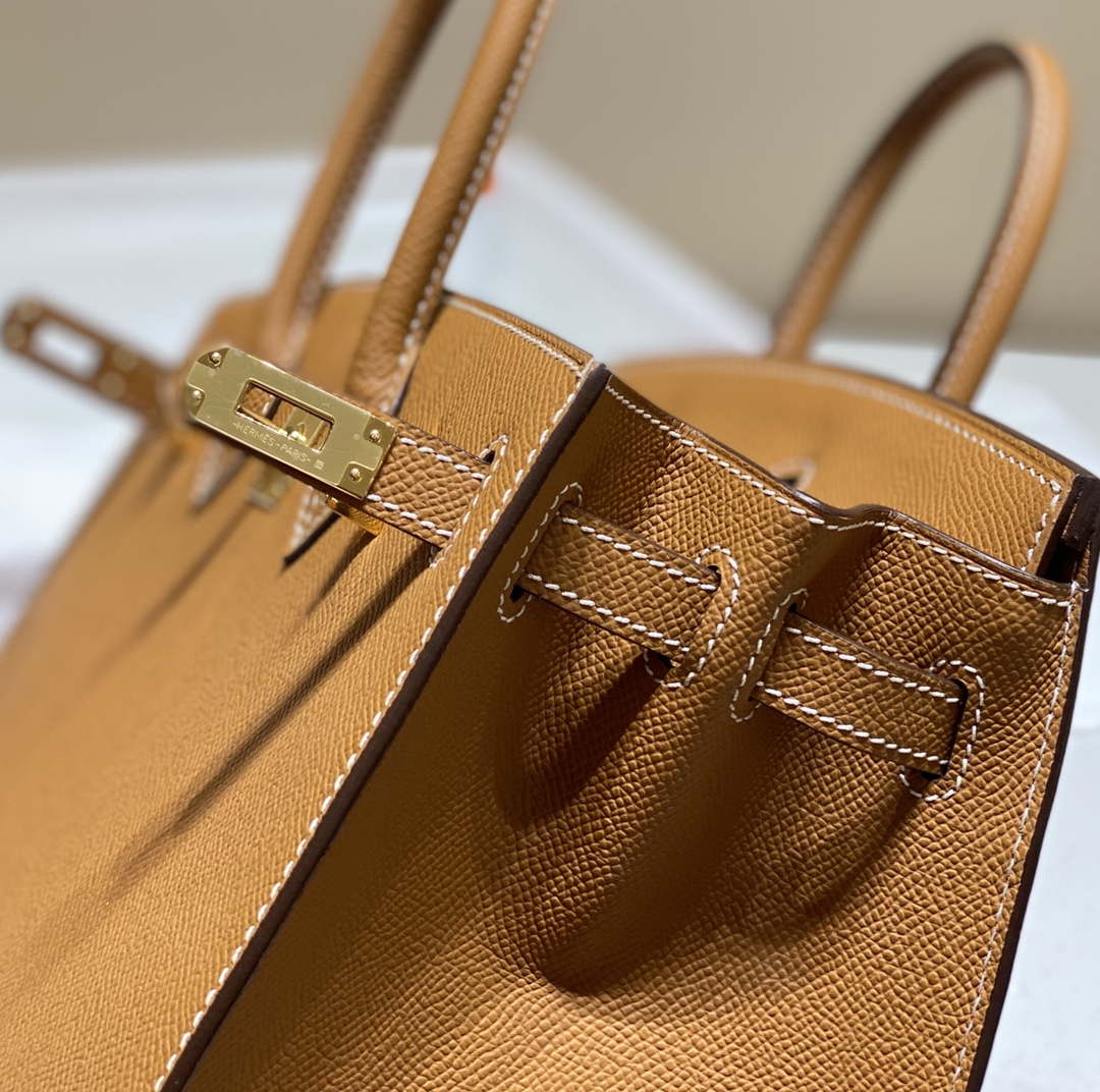 Hermes Birkin Designer Tote Bag Epsom Leather 28371 Golden brown