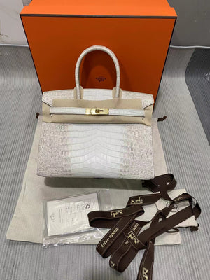 Hermes Birkin Designer Tote Bag Himalaya Crocodile Leather H99820 - Gold / 25cm - View 12