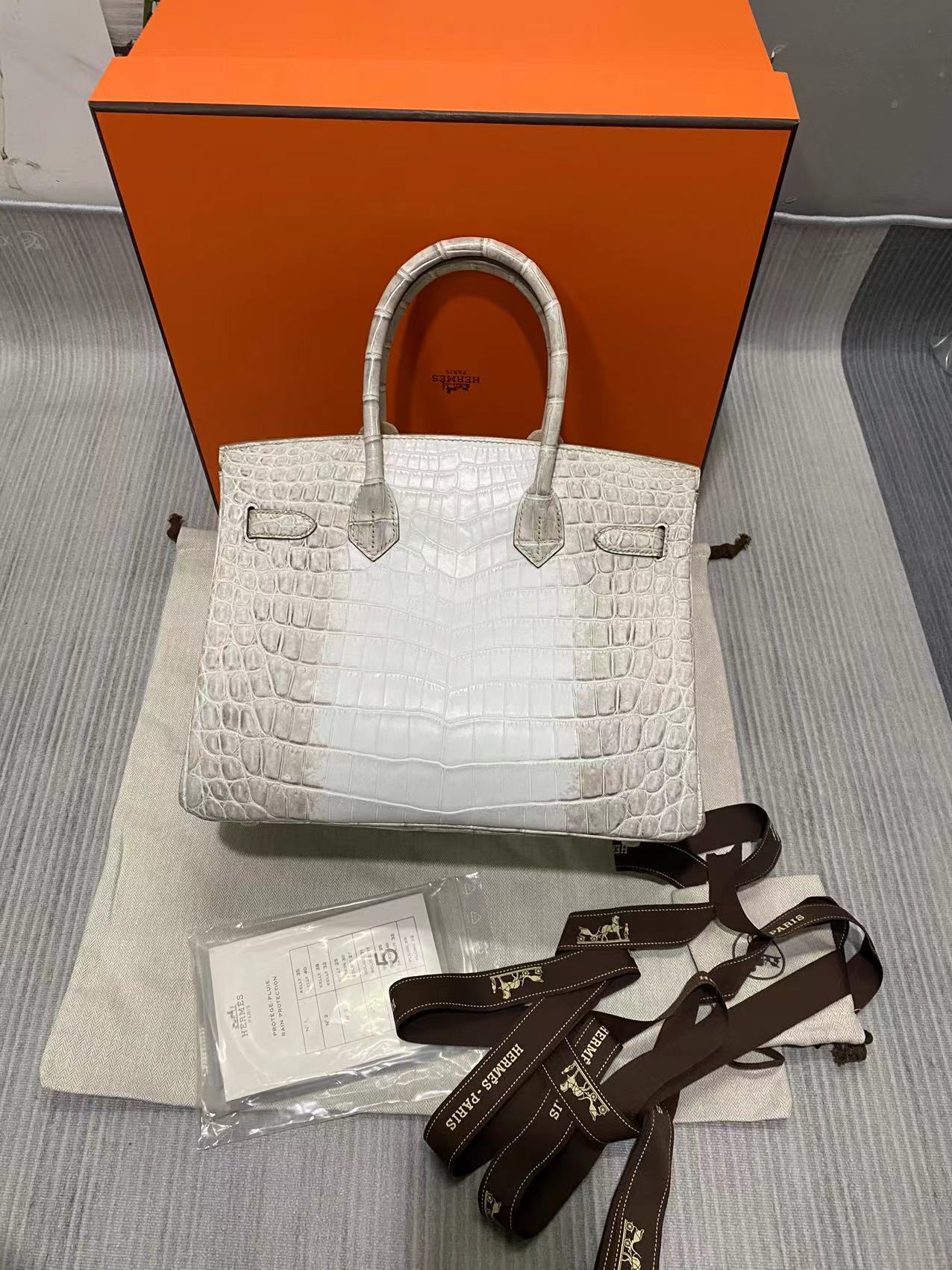 Hermes Birkin Designer Tote Bag Himalaya Crocodile Leather H99820 - Gold / 25cm - View 13