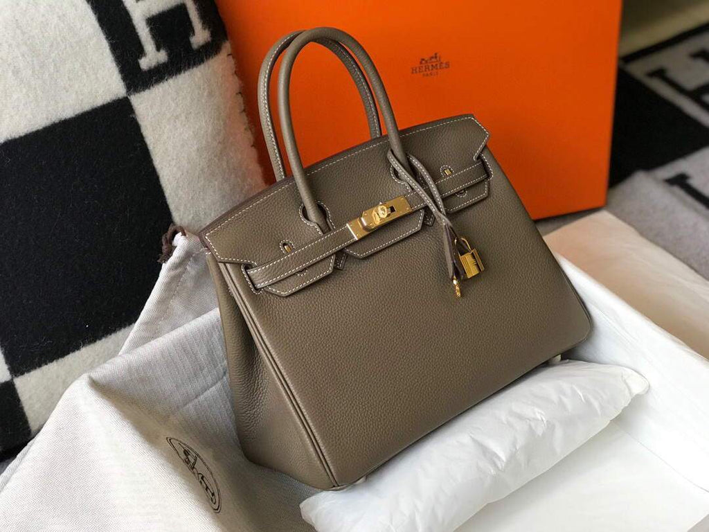 Hermes Birkin Designer Tote Bag Togo Leather 28333 Elephant Grey