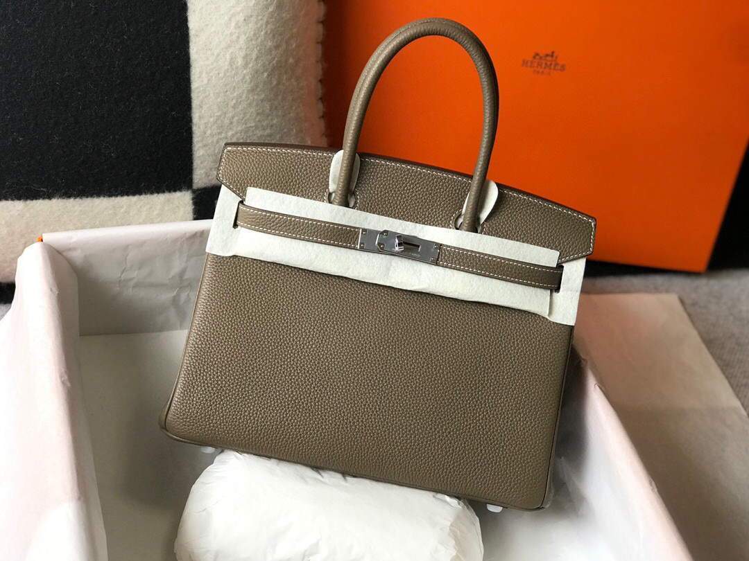 Hermes Birkin Designer Tote Bag Togo Leather 28333 Elephant Grey