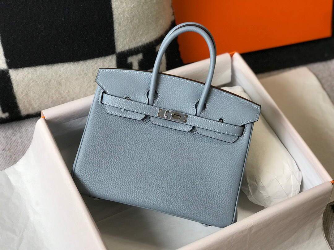 Hermes Birkin Designer Tote Bag Togo Leather 28335 Light Blue