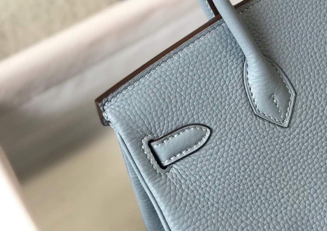 Hermes Birkin Designer Tote Bag Togo Leather 28335 Light Blue