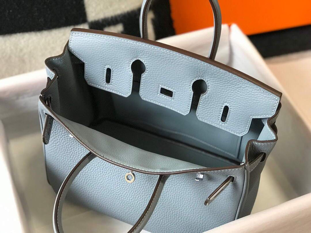 Hermes Birkin Designer Tote Bag Togo Leather 28335 Light Blue