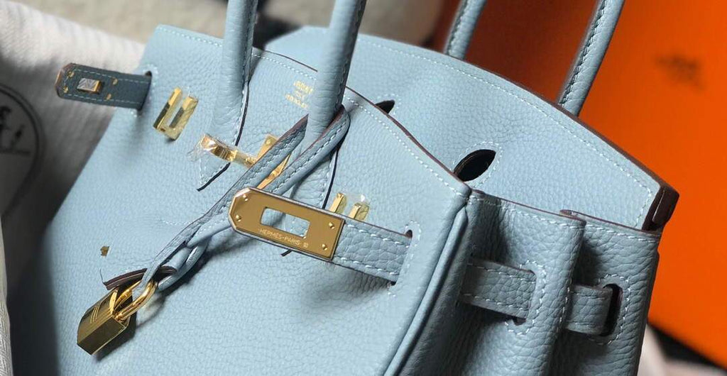 Hermes Birkin Designer Tote Bag Togo Leather 28335 Light Blue