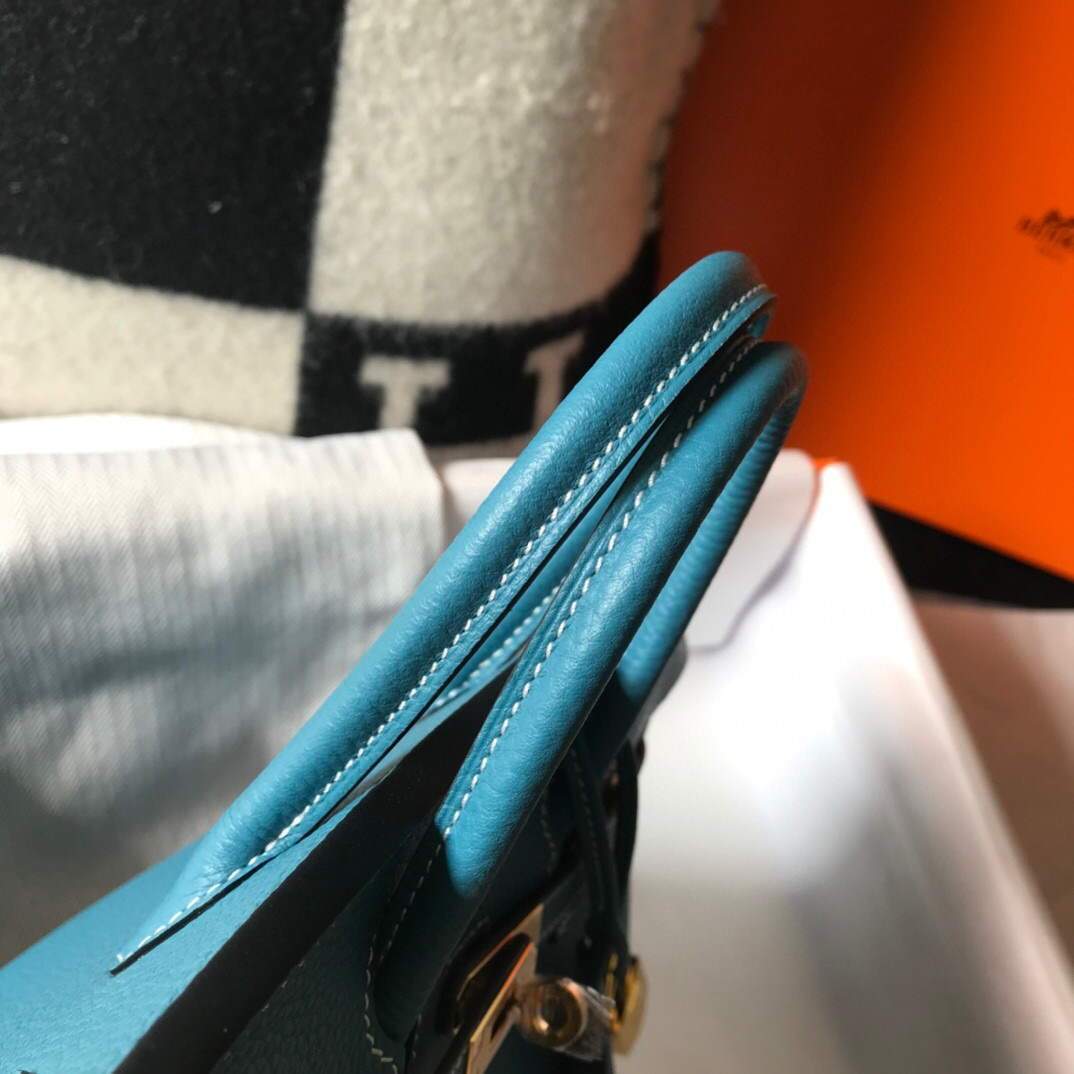 Hermes Birkin Designer Tote Bag Togo Leather 28336 Blue