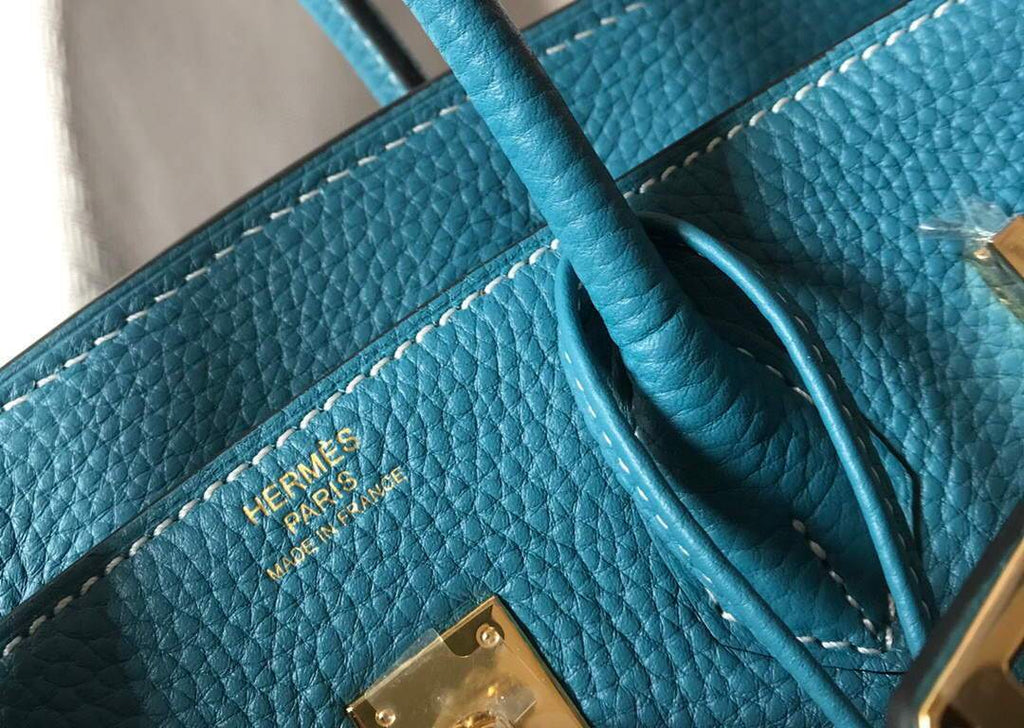 Hermes Birkin Designer Tote Bag Togo Leather 28336 Blue