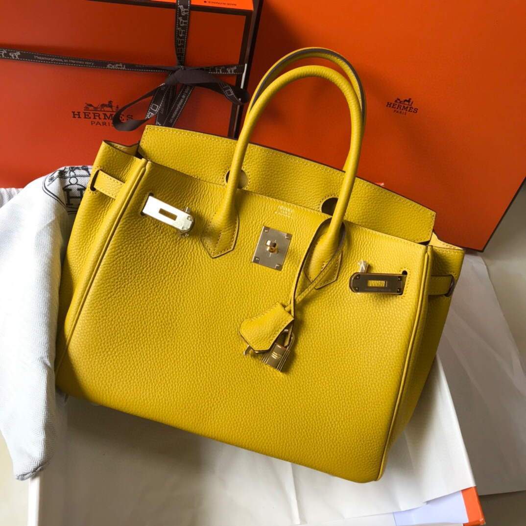 Hermes Birkin Designer Tote Bag Togo Leather 28338 Yellow
