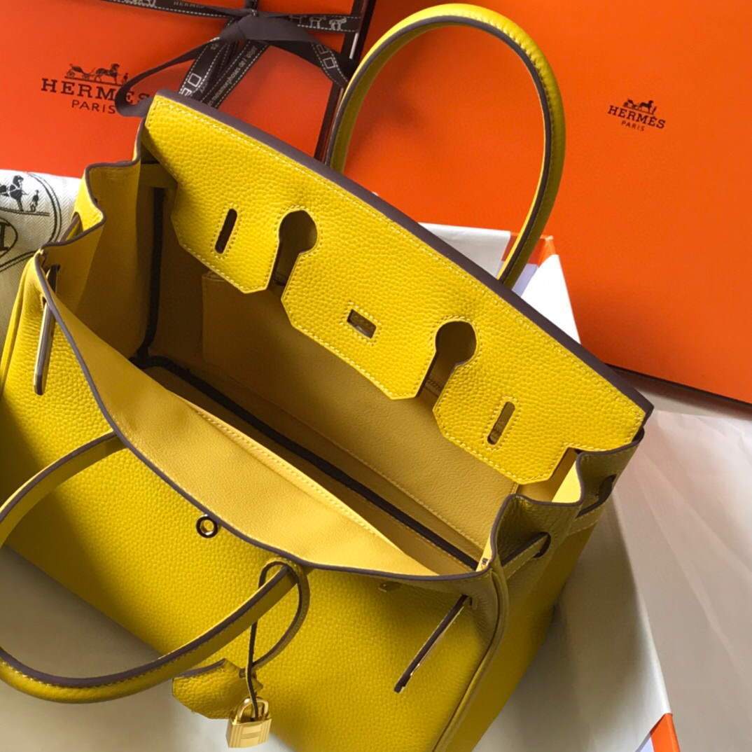 Hermes Birkin Designer Tote Bag Togo Leather 28338 Yellow