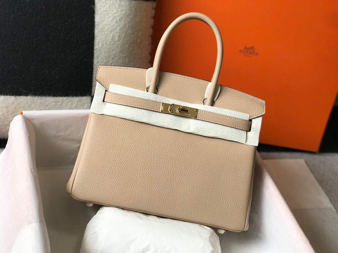 Hermes Birkin Designer Tote Bag Togo Leather 28347 Apricot - luxibagsmall