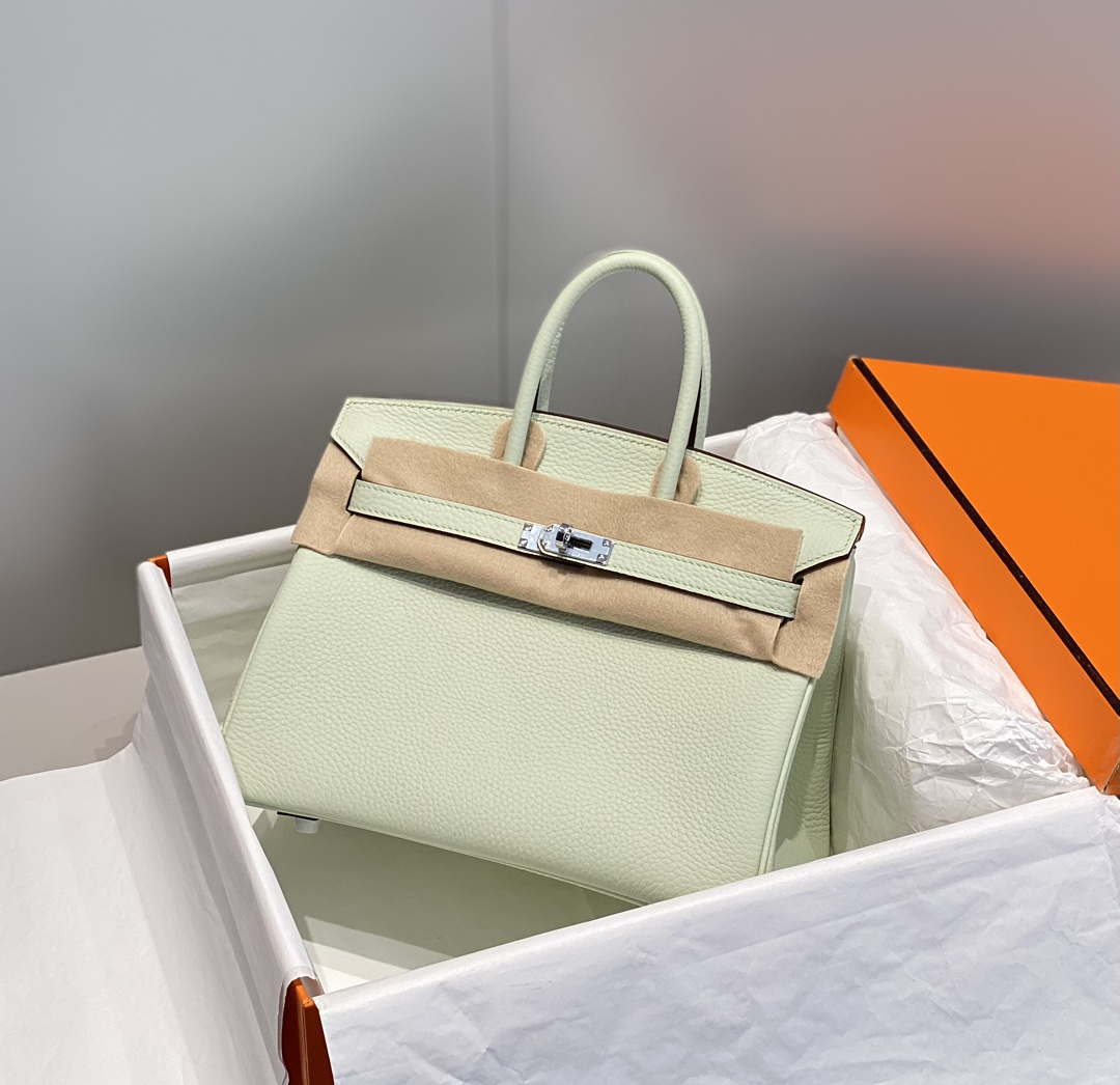 Hermes Birkin Designer Tote Bag Togo Leather 28565 bubble green - Silver / 25cm - View 1