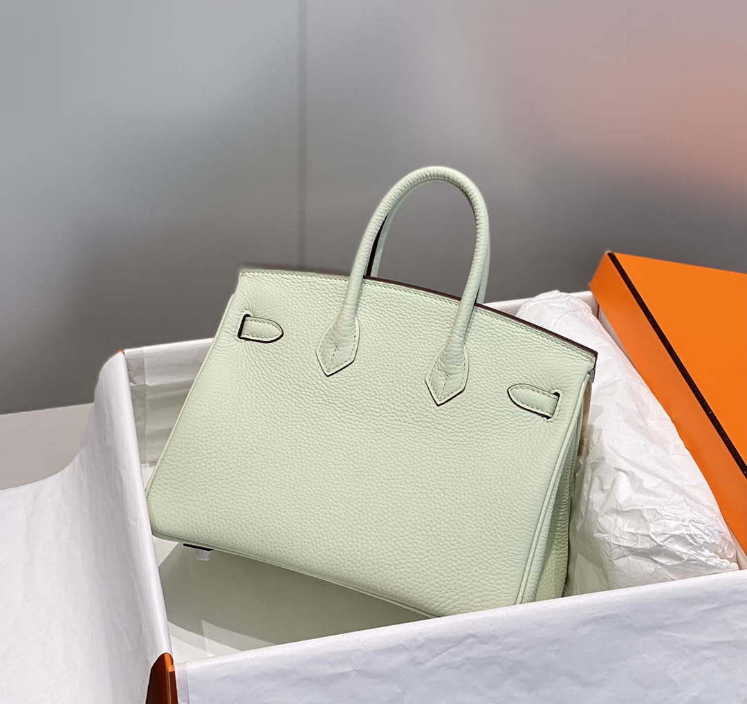 Hermes Birkin Designer Tote Bag Togo Leather 28565 bubble green - Silver / 25cm - View 2